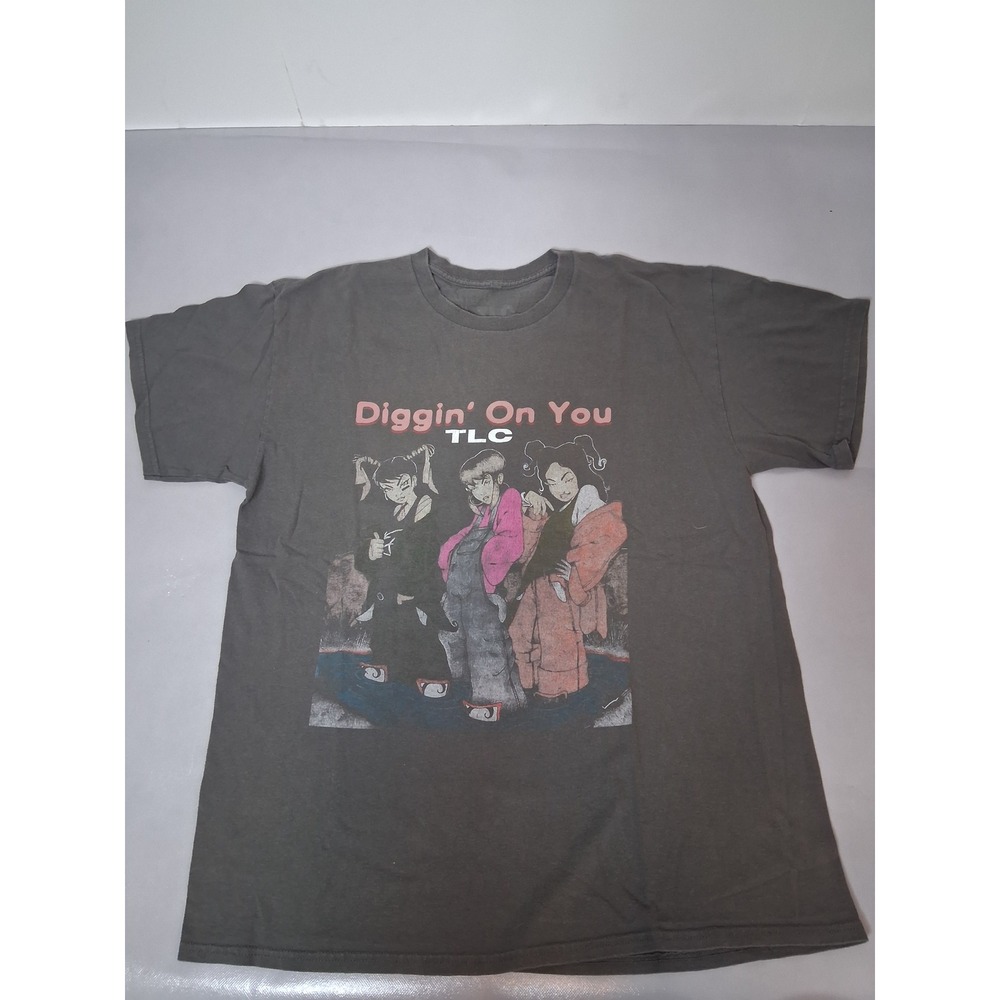 TLC Diggin On You XL T-Shirt Gray Anime Style R&B Music Tee L